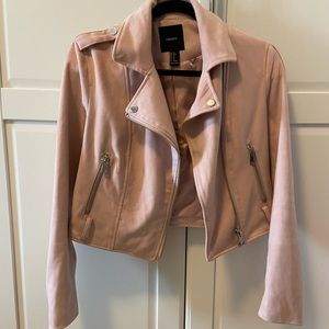 Faux suede moto jacket
